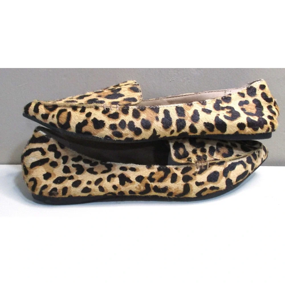 Steve Madden Featherl Leopard Print Cow Hair Pointed Toe Loafers Flats Size 6M